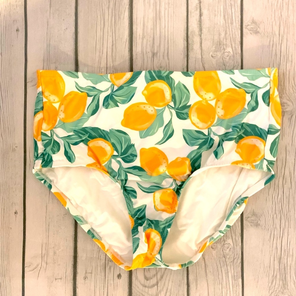 ModCloth lemon high waisted swim bottoms large